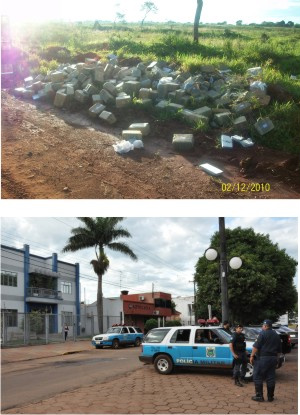 Traficantes jogam meia tonelada de maconha na rua em Ponta Porã