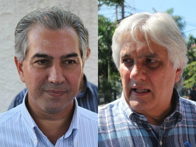 Candidatos ao cargo de governador do MS, Reinaldo Azambuja (PSDB) e Delcídio do Amaral (PT) / Foto: Divulgação
