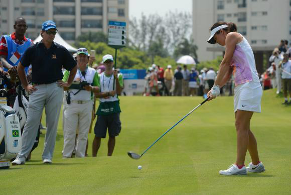 A golfista brasileira Miriam Nagl participa de evento-teste de golfe para os Jogos Rio 2016Tânia Rêgo/Agência Brasil