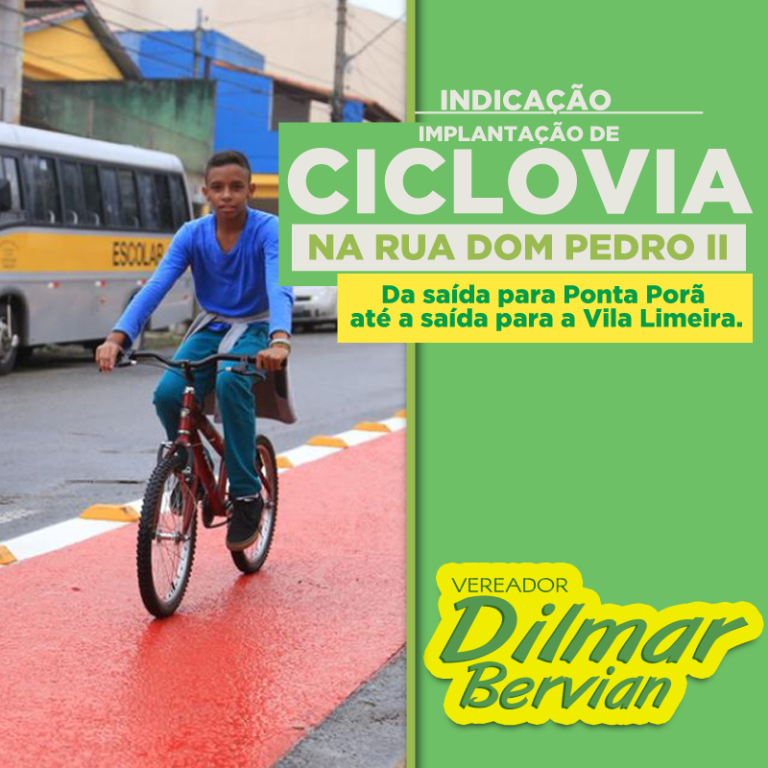 Vereador Dilmar Bervian quer implantação de Ciclovia em Amambai A proposição foi apresentada na sessão do legislativo, ocorrida nesta segunda-feira (30)