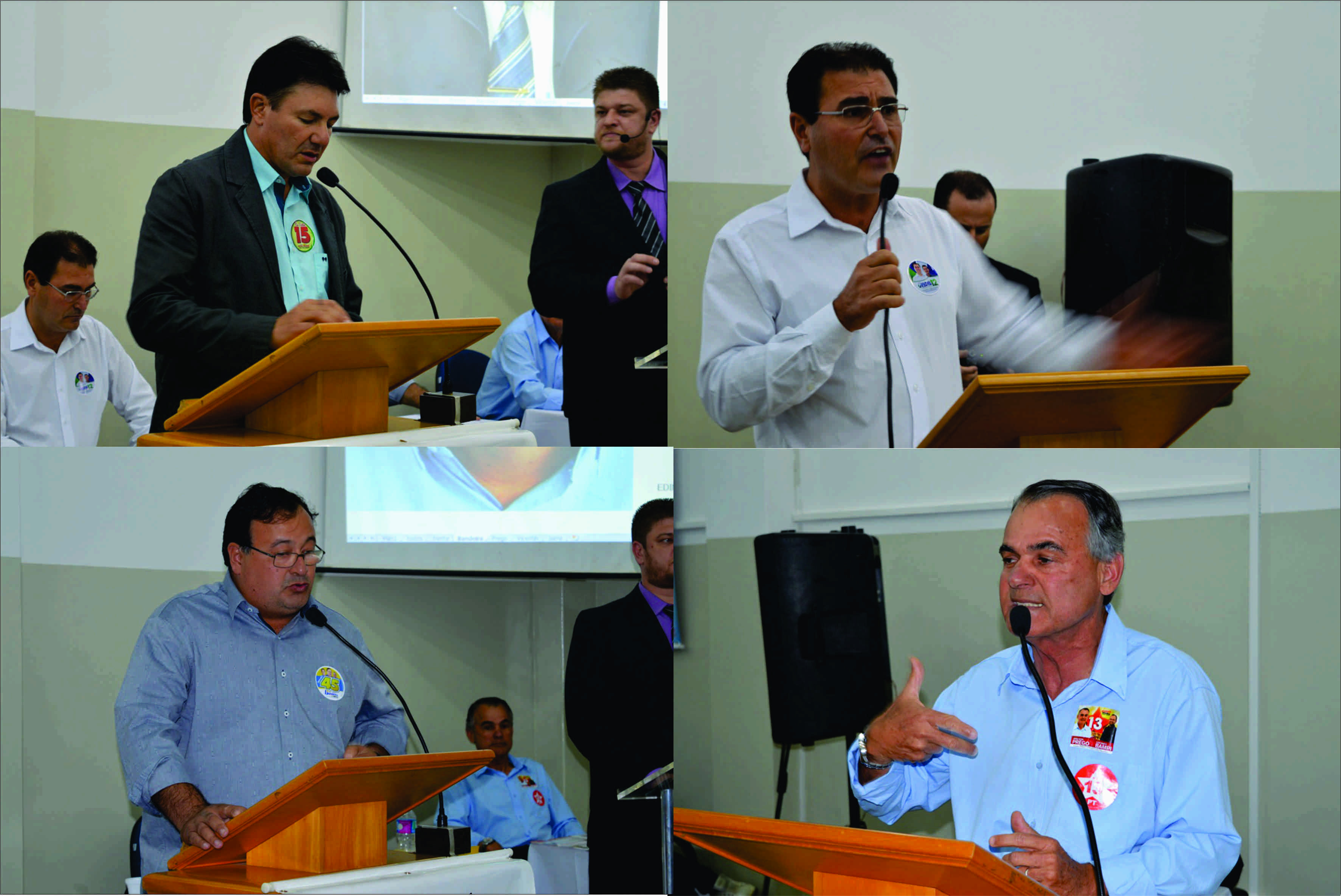 Candidatos a prefeito de Amambai perdem oportunidade de surpreender em debate Em sentido horário: Jaime Bambil, Gilmar Vicentin, Prego e Dr. Bandeira.