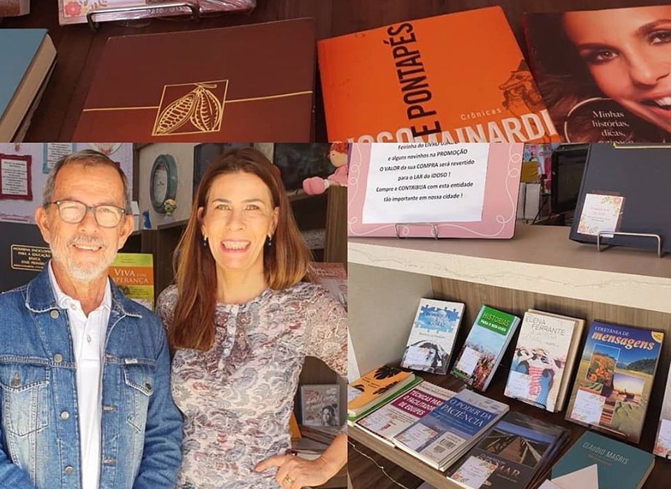 Barbarela realiza Feirinha do Livro Usado em prol ao Lar do Idoso de Amambai Presidente do Lar do Idoso, Humberto Vilhalva e proprietária da Barbarela Aviamentos e Papelaria / Foto: Divulgação