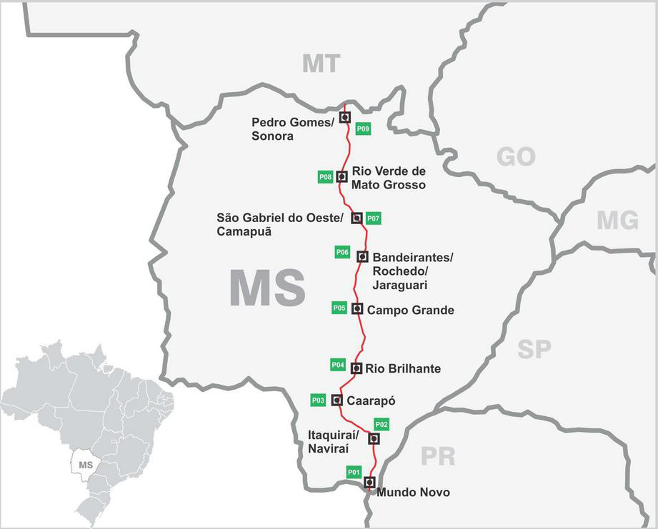 Trecho da rodovia BR-163 que corta MS foi concedido e receberá investimentos Trecho da Rodovia BR-163, que corta Mato Grosso do Sul e que será administrada por empresa concessionária.