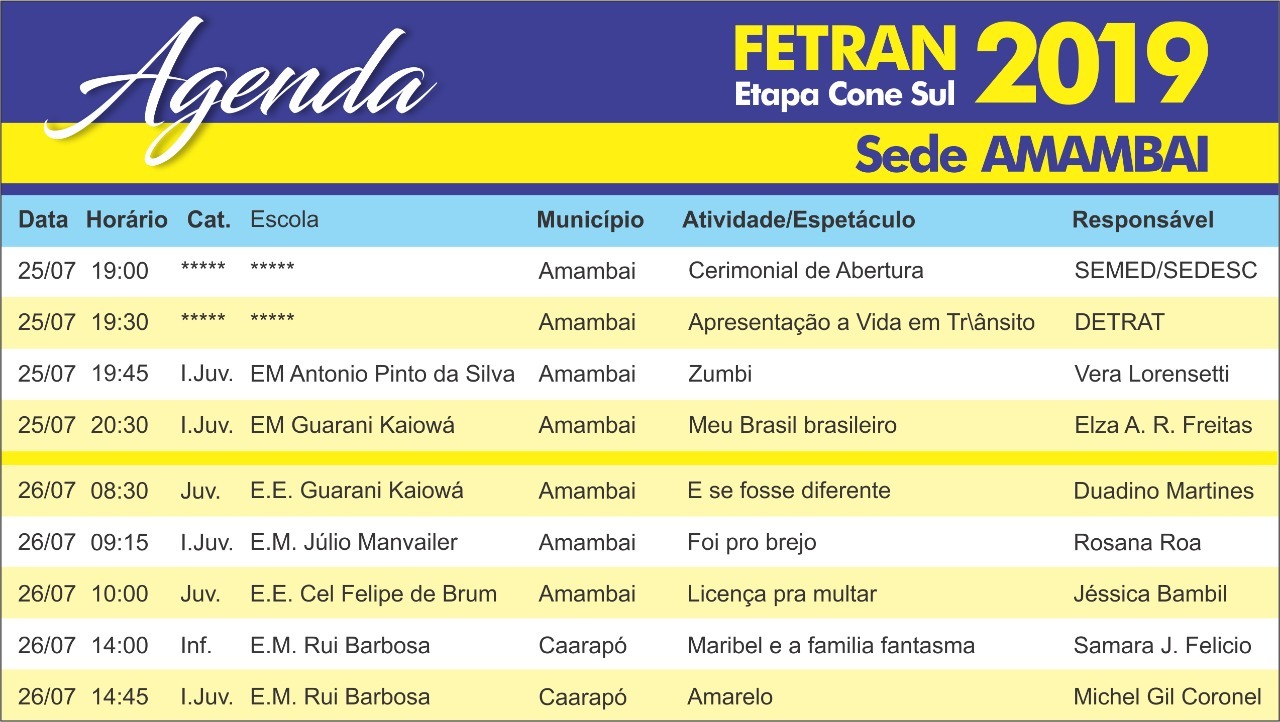 Amambai sedia etapa do Fetran nos dias 25 e 26 de julho Programação da etapa Capey do Fetran