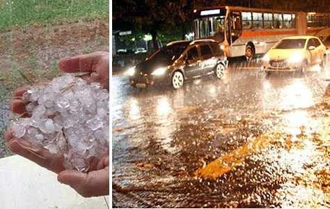 Chuva chega com vendaval e granizo para várias cidades de MS e ameniza calor Chuva chega com vendaval e granizo para várias cidades de MS e ameniza calor