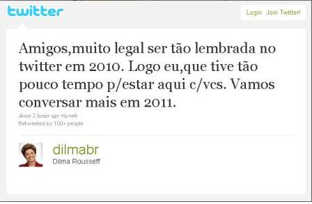 No Twitter, Dilma agradece 2ª posição em lista de mais citados no microblog
