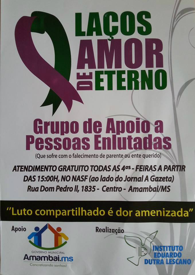 Instituto Eduardo Dutra Lescano tem projeto Amigos do Trânsito premiado O grupo Laços de Amor Eterno realiza sessões de terapia com intuito de ajudar as famílias que perderam entes queridos a superar o luto.