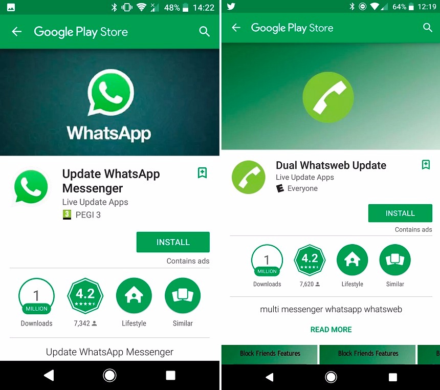 App falso se passando pelo WhatsApp teve mais de 1 milhão de downloads App falso se passando pelo WhatsApp teve mais de 1 milhão de downloads
