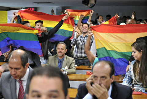 Manifestação recente na Comissão de Direitos Humanos pela aprovação do projeto contra a homofobia