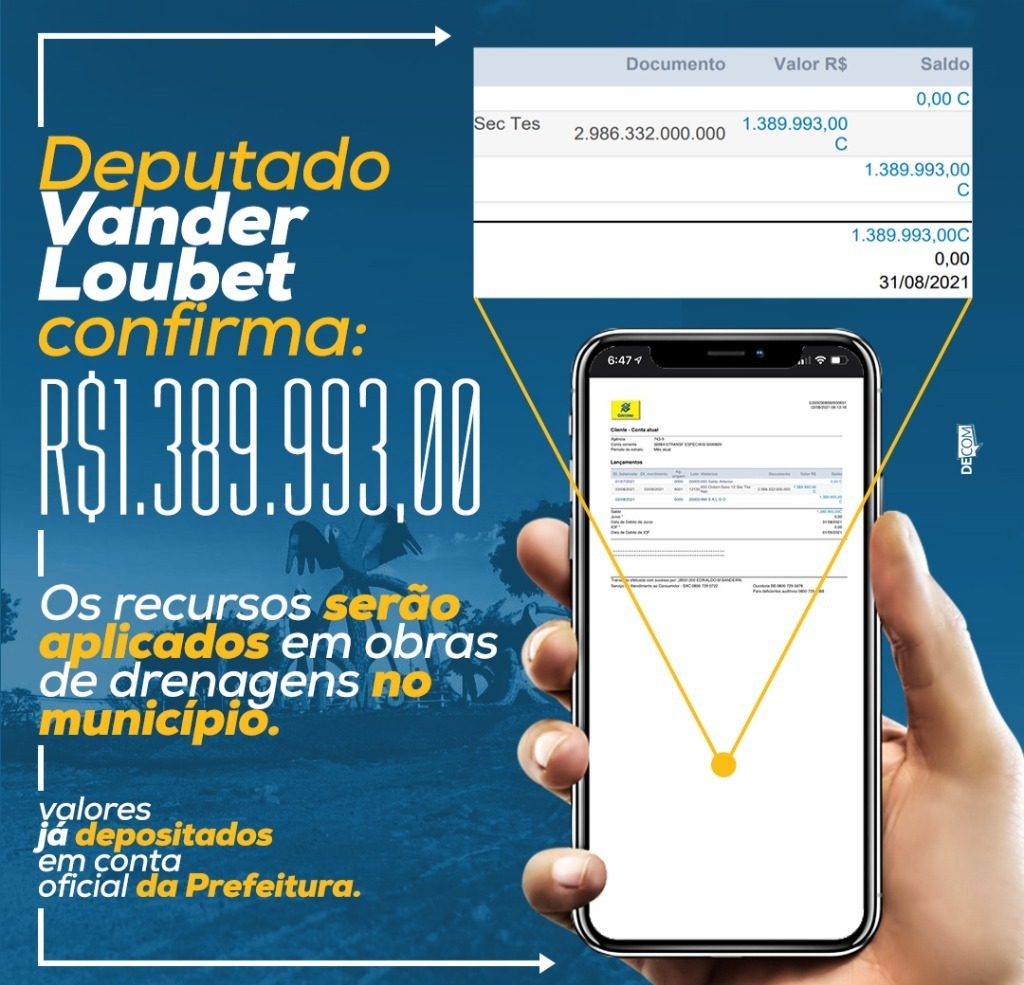 Deputado Vander Loubet destina mais de R$1 milhão em recursos para Amambai Foto: Decom
