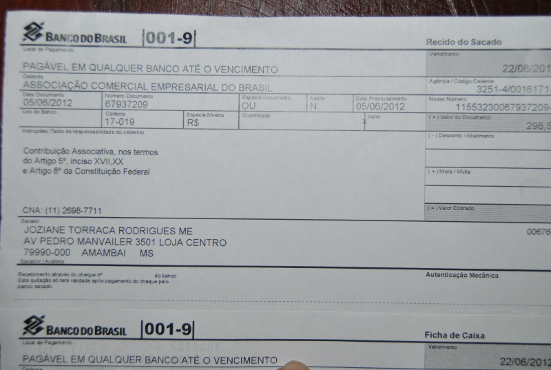 Boleto expedido para empresária do municípioFoto: Moreira Produções 