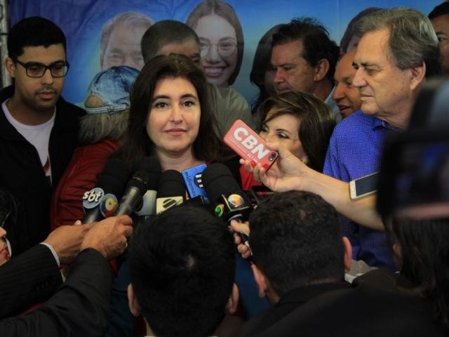 Senadora Simone Tebet na convenção do partido no último dia 4 (Foto: Marina Pacheco/Arquivo)
