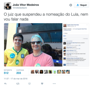 Juiz que suspendeu posse de Lula votou em Aécio e participou de protestos