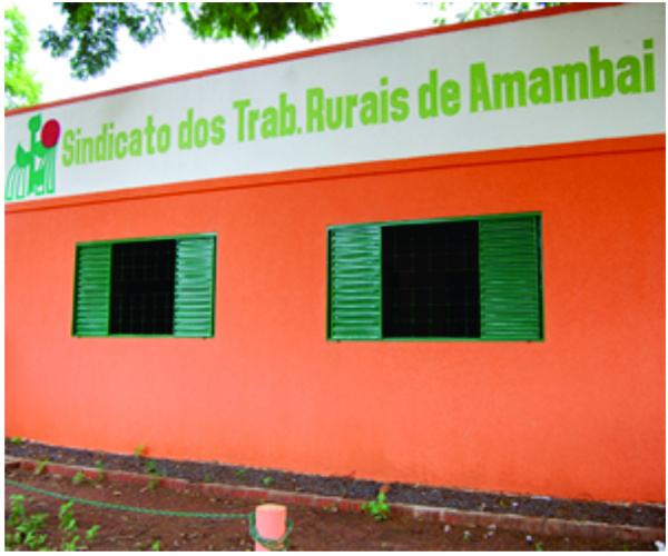 Sindicato dos Trabalhadores Rurais de Amambai realiza confraternização Fachada da sede social do Sindicato dos Trabalhadores Rurais de Amambai.
