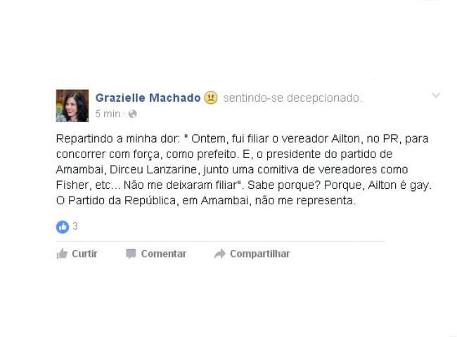 Deputada denuncia o próprio partido por barrar filiação de político gay