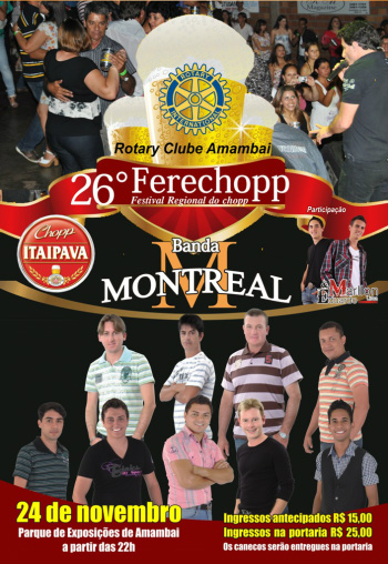 Público de 1.500 pessoas é esperado no Festival do Chopp de Amambai A animação do baile do Ferechopp é da Banda Montreal neste ano.
