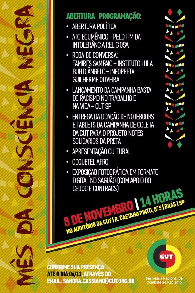 CUT abre programação do Mês da Consciência Negra