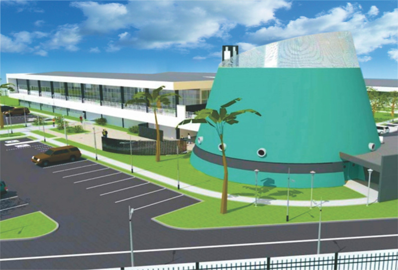 Modelo de prédio da Escola Técnica Federal, de acordo com projeto padrão.