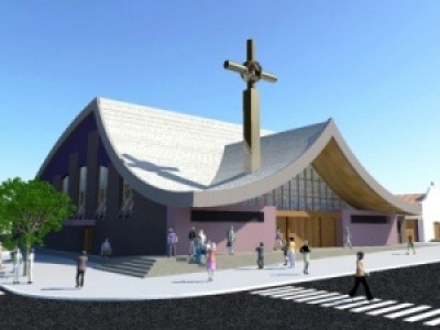 Comunidade católica de Amambai inicia obra de reconstrução de sua igreja O projeto da nova Igreja.