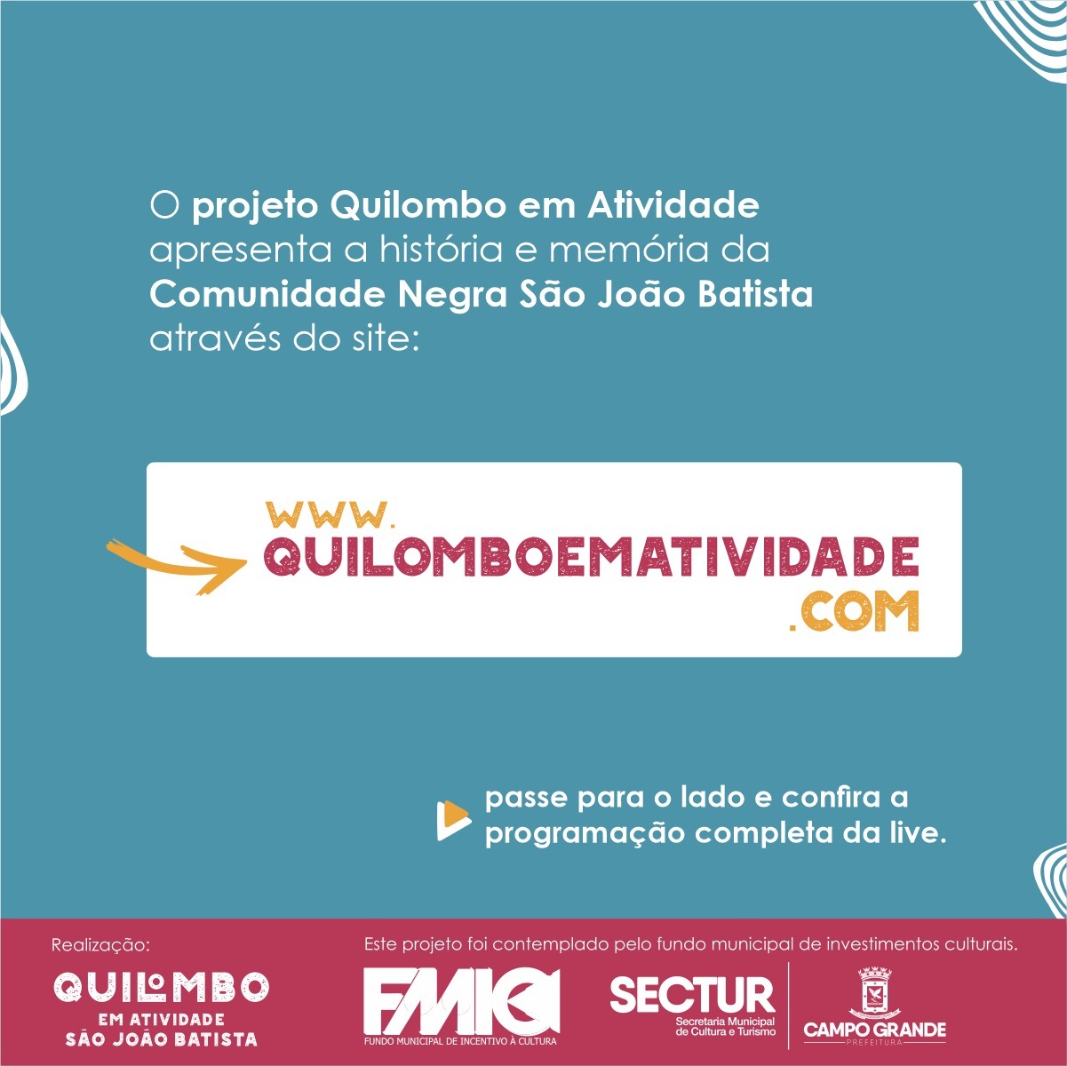 Projeto cultural lança site com memórias e tradições de comunidade quilombola Foto: divulgação