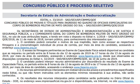 Candidatos do Concurso Bombeiros e PM têm até hoje (13) para interpor recurso Candidatos do Concurso Bombeiros e PM têm até hoje (13) para interpor recurso