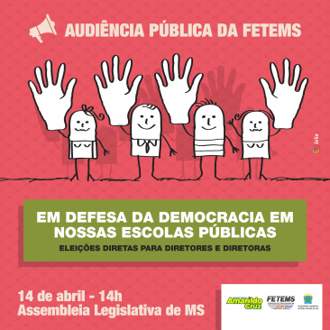 Votação será realizada dia 14 de abril as 14 horas, uma Audiência Pública em defesa da democracia nas Escolas Públicas / Foto: Divulgação