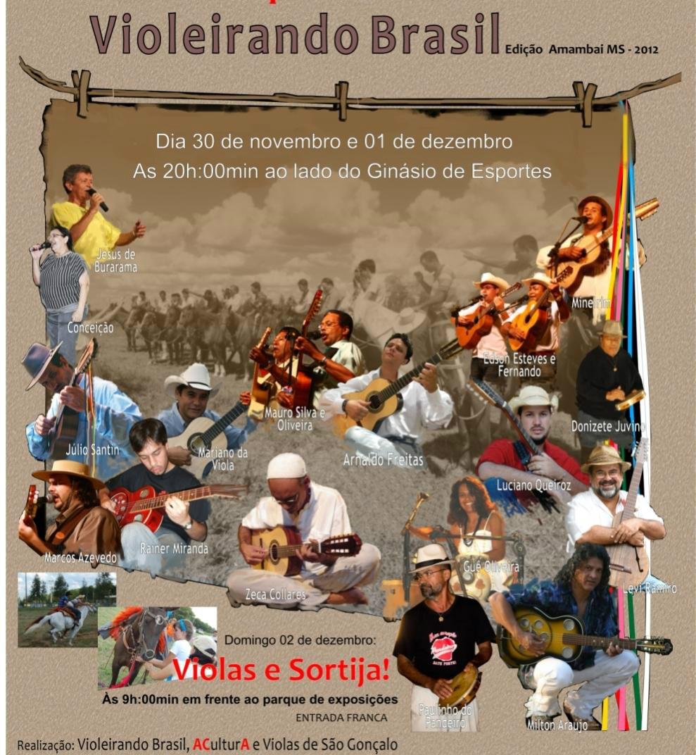 Encontro do Folclore Toro Candil reúne Sortija e Violeirando Brasil, em Amambai Cartaz de divulgação do evento.