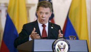 Presidente da Colômbia, Juan Manuel Santos, disse que vai continuar buscando a paz com as Farc EPA/Olivier Douliery/ Agência Lusa