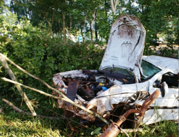 Jovem morreu após perder a direção do veículo que conduzia, sair da pista e bater em uma árvore(Foto: Renato Vessani/VicentinaOnline)