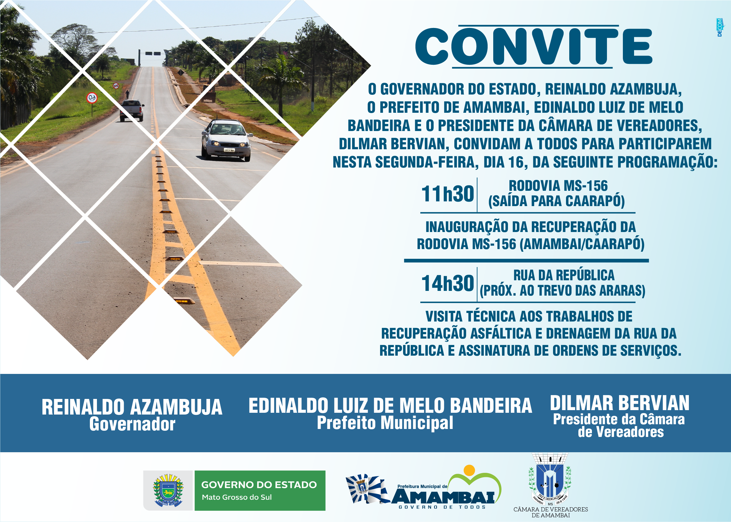 Governador cumpre agenda em Amambai na próxima segunda-feira (16) Governador cumpre agenda em Amambai na próxima segunda-feira (16)