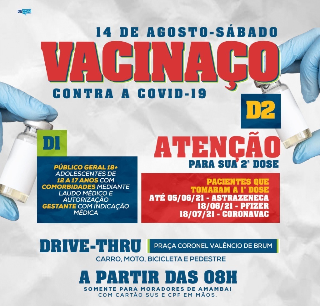 Prefeitura de Amambai realiza Vacinação contra a COVID-19 neste sábado (14) Foto:Decom