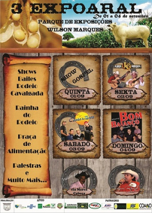 Expoaral, do dia 1º a 4 de setembro, em Aral Moreira.