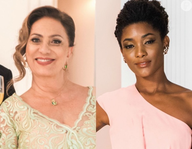 'O Outro Lado do Paraíso': Nádia dá vestido de noiva a Raquel. 'Estou feliz' Nádia (Eliane Giardini) presenteia Raquel (Erika Januza) com o vestido de noiva que a juíza irá usar em seu casamento com Bruno (Caio Paduan), na novela 'O Outro Lado Paraíso'© Divulgação, TV Globo
