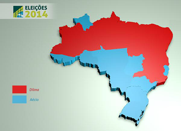 Dilma vence no Norte e no Nordeste, Aécio ganha nas outras três regiões Dilma vence no Norte e no Nordeste, Aécio ganha nas outras três regiões