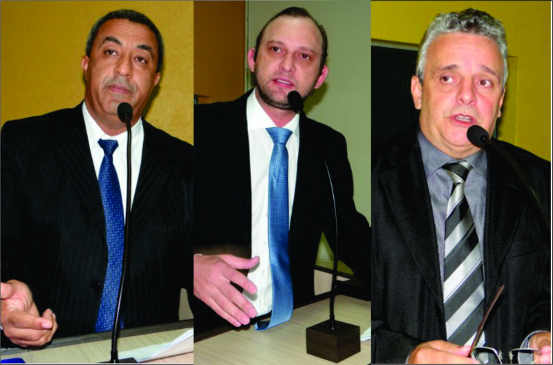 E/D - Carlinhos (PPS), Luciney Bampi (PV) e Roberto Protético (PSD).