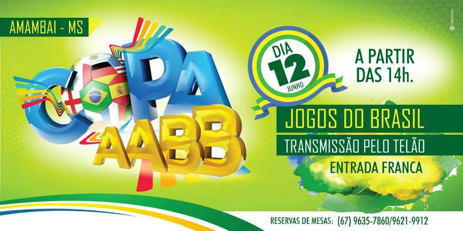 Quinta-feira (12) tem transmissão ao vivo do jogo do Brasil na AABB de Amambai Quinta-feira (12) tem transmissão ao vivo do jogo do Brasil na AABB de Amambai