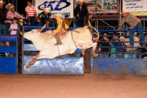 50 peões de vários estados do país participam do rodeio em touros da 30ª Expobai 50 peões concorrem ao título de campeão do rodeio da 30ª Expobai / Foto: Moreira Produções