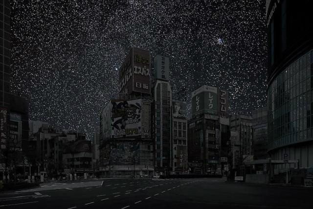 Veja como seria o céu das grandes cidades sem poluição luminosa Tokyo sem eletricidade Fonte da imagem: Reprodução/Thierry Cohen
