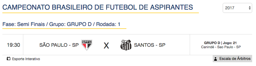 Jogo de hoje (23) - BR de Aspirantes - Semifinal