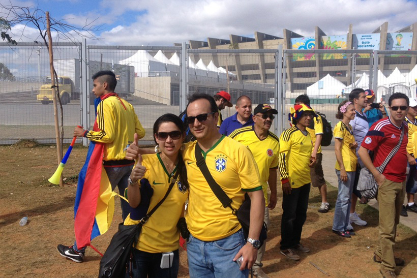 Sandra e Leonardo vieram de Bogotá para acompanhar a Colômbia, mas apostam no título da Seleção Brasileira