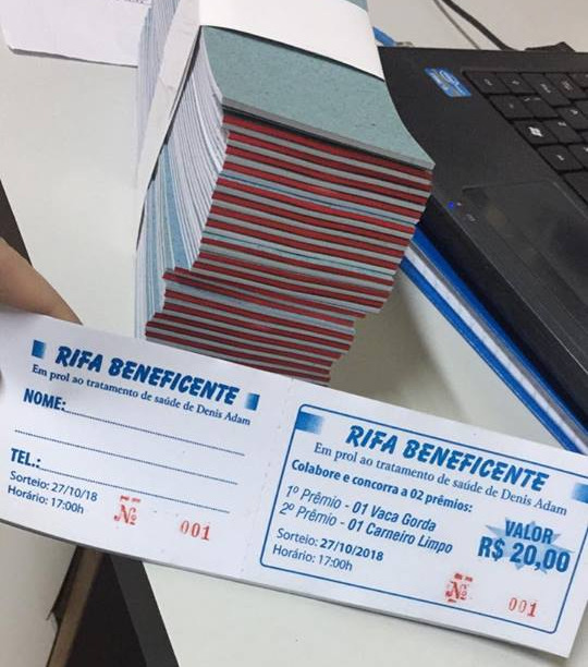 Familiares promovem ação em prol a tratamento de saúde de amambaiense Cada número é vendido por R$ 20,00 e pode ser adquirido pelo telefone: (67) 9974-4262