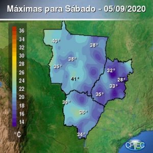 Máximas previstas para a região centro-oeste