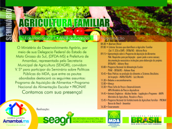 Seminário da Agricultura Familiar acontece na terça (14) em Amambai