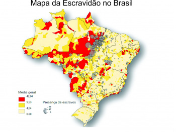 Amambai está entre os quatro municípios que mais ‘exporta’ mão de obra escrava Índice de Probabilidade de Escravidão (mapa simplificado)- Fonte: IBGE/MTE/SUS/CPT