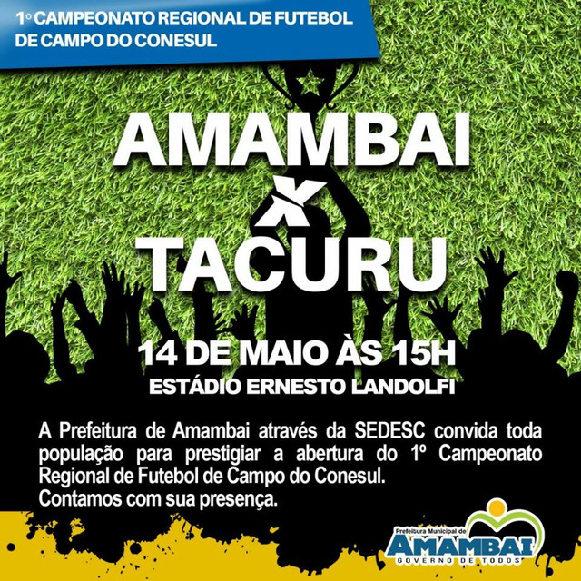 Amambai enfrenta Tacuru na abertura da Copa Conesul neste domingo (14) Amambai enfrenta Tacuru na abertura da Copa Conesul neste domingo (14)