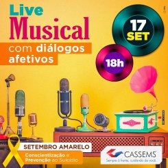 Cassems realiza live musical para falar da prevenção ao suicídio