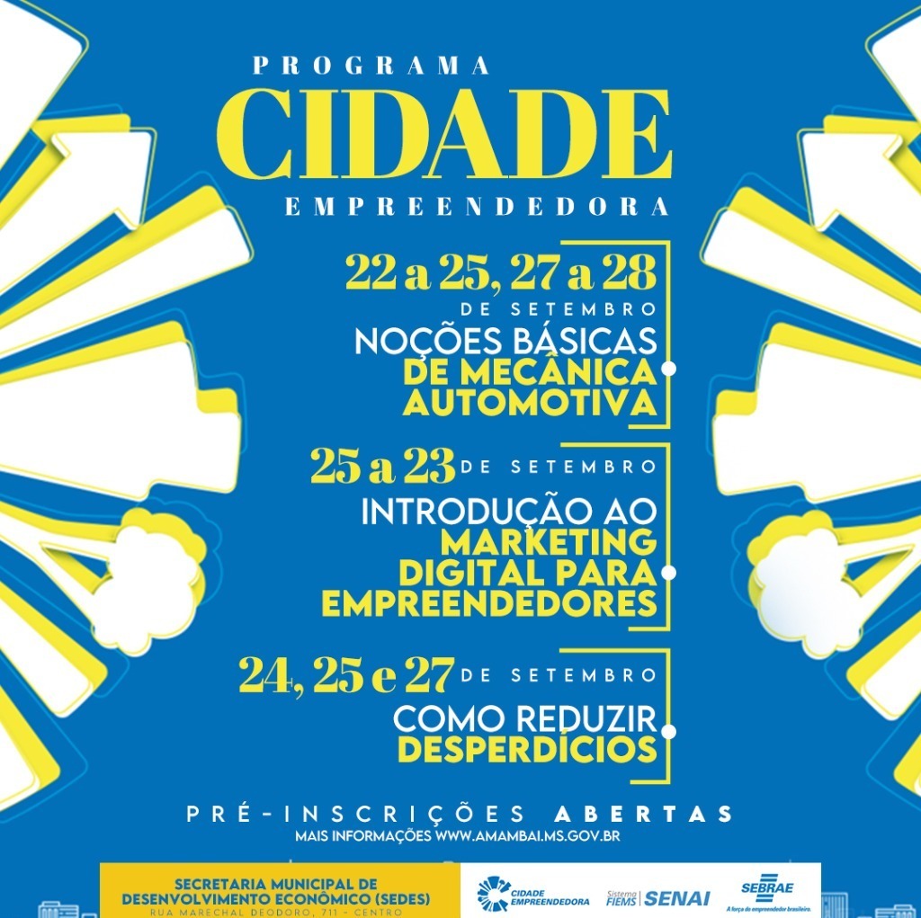 Prefeitura de Amambai abre pré-inscrições para cursos das Carretas do Sebrae Foto: Decom