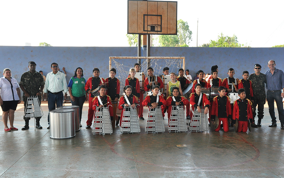 Música e Cultura são unidas pela fanfarra indígena na Aldeia Amambai A Fanfarra tem aulas às segundas e quintas, no Centro Cultural da Aldeia Amambai / Foto: Decom