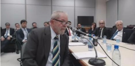 O ex-presidente Luiz Inácio Lula da Silva presta depoimento ao juiz Sérgio MoroReprodução/ Justiça Federal no Paraná