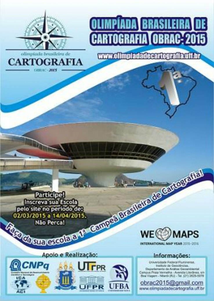 Abertas as inscrições para a I Olimpíada Brasileira de Cartografia